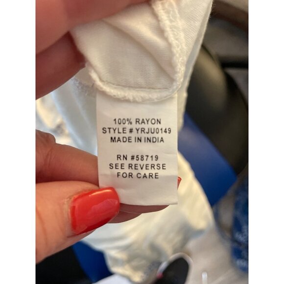 NY Collection White Embroidered Short Sleeved Boho Cotton Blouse Top Sz SP - Picture 7 of 11